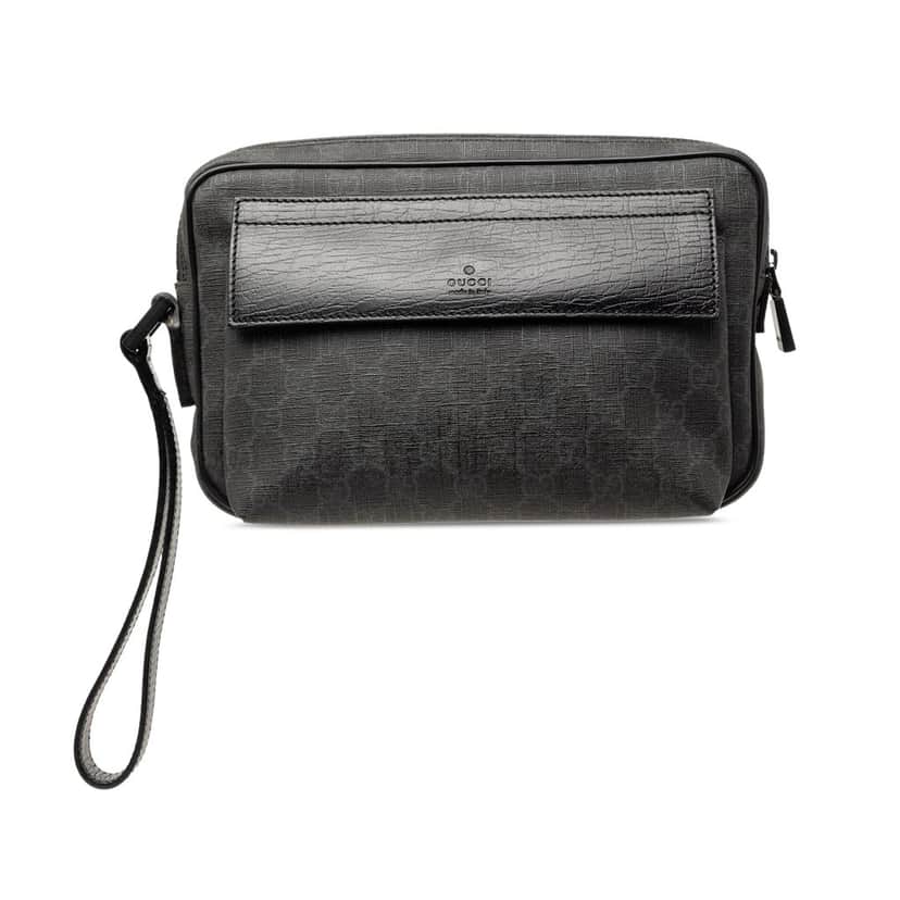 Gucci GG Supreme Clutch Black Very good condition - Front View