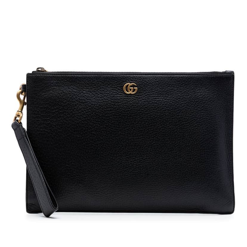 Gucci GG Marmont Leather Clutch Black Leather Very good condition - Front View