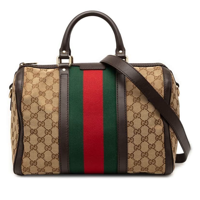 Gucci Medium GG Canvas Web Joy Boston Bag Beige Very good condition - Front View