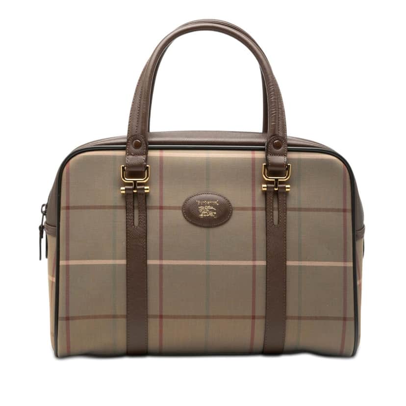 Burberry Vintage Check Canvas Handbag Brown Very good condition - Front View
