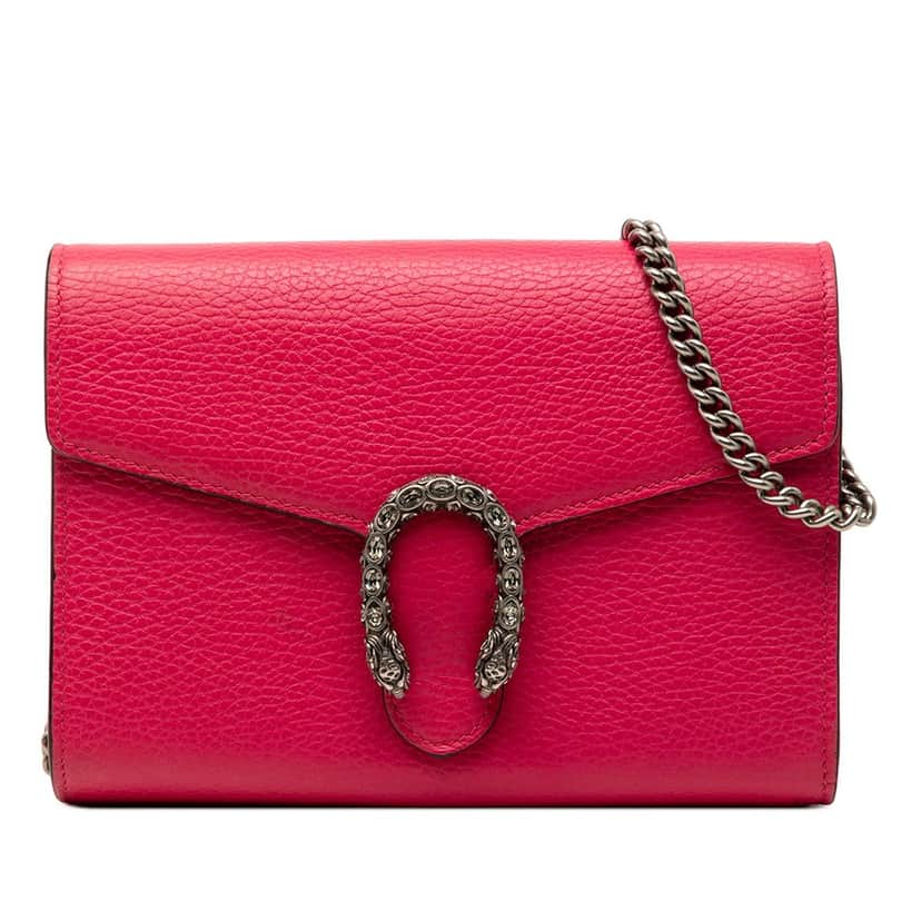 Gucci Calfskin Dionysus Wallet on Chain Pink Leather Very good condition - Front View