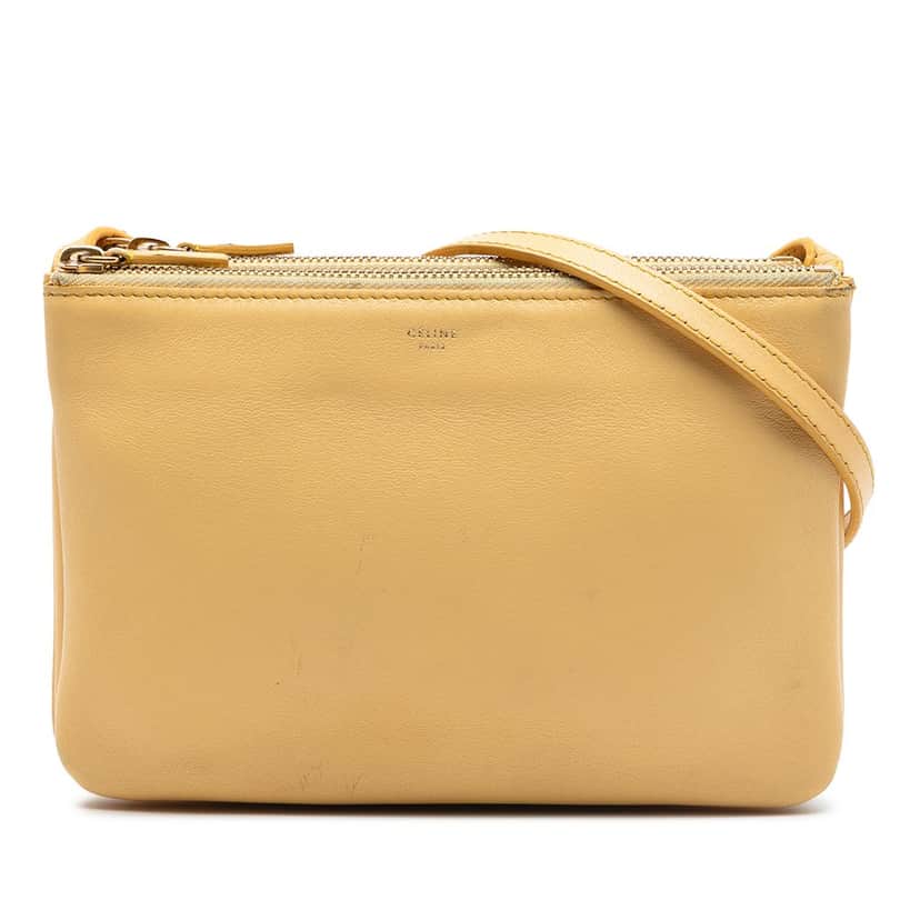 Celine Small Lambskin Trio Crossbody Yellow Leather Very good condition - Front View