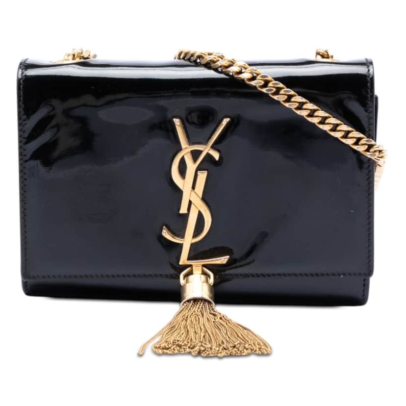 Saint Laurent Small Patent Monogram Kate Tassel Crossbody Black Leather Very good condition - Front View