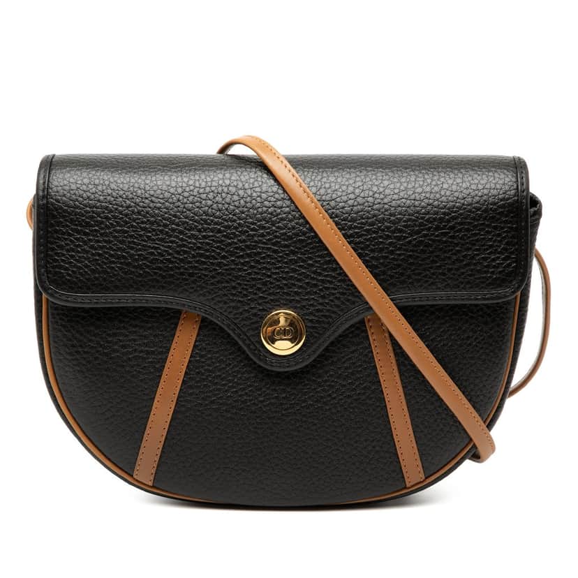 Dior Bicolor Grained Calfskin Crossbody Black Leather Very good condition - Front View