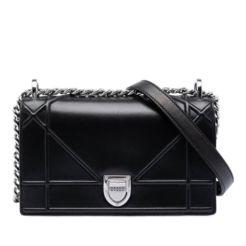 Dior Small Lambskin Diorama Flap Black Leather Very good condition - Front View