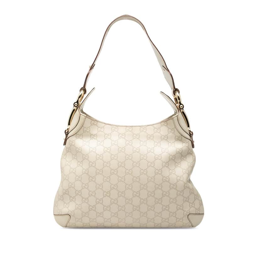 Gucci Guccissima Horsebit Creole Hobo White Leather Very good condition - Front View