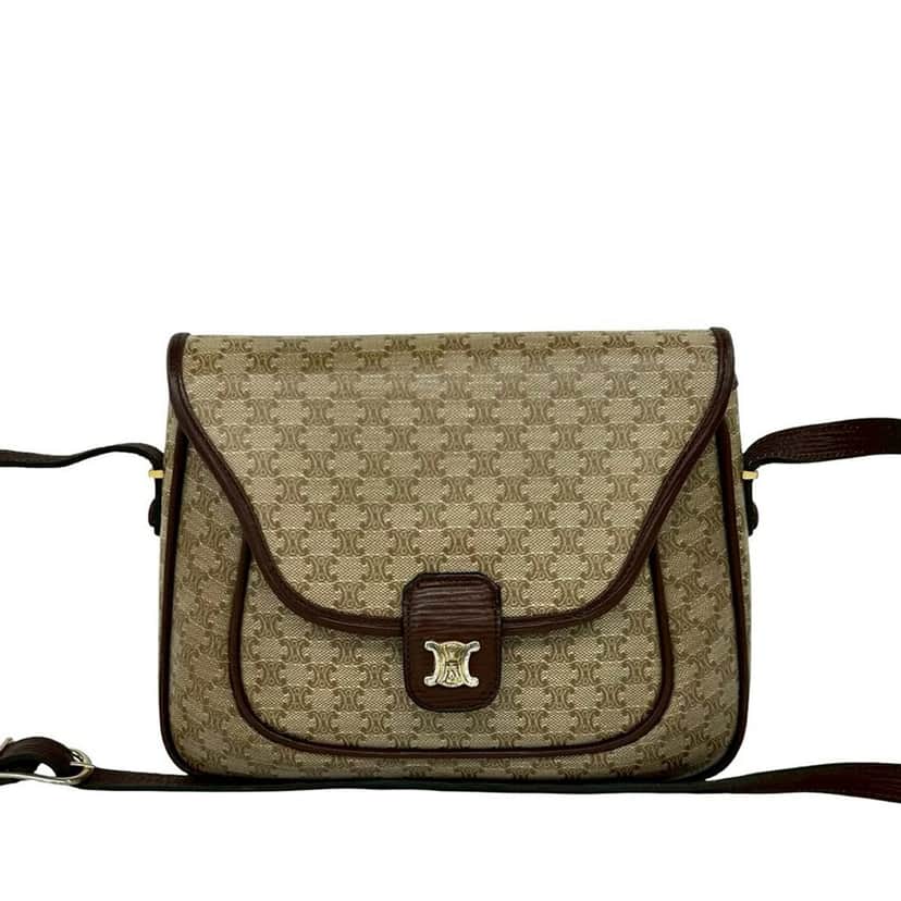 Celine Macadam Coated Canvas Crossbody Beige Very good condition - Front View