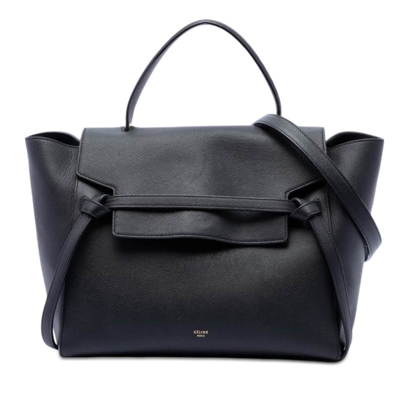 Celine Mini Grained Calfskin Belt Bag Black Leather Very good condition - Front View