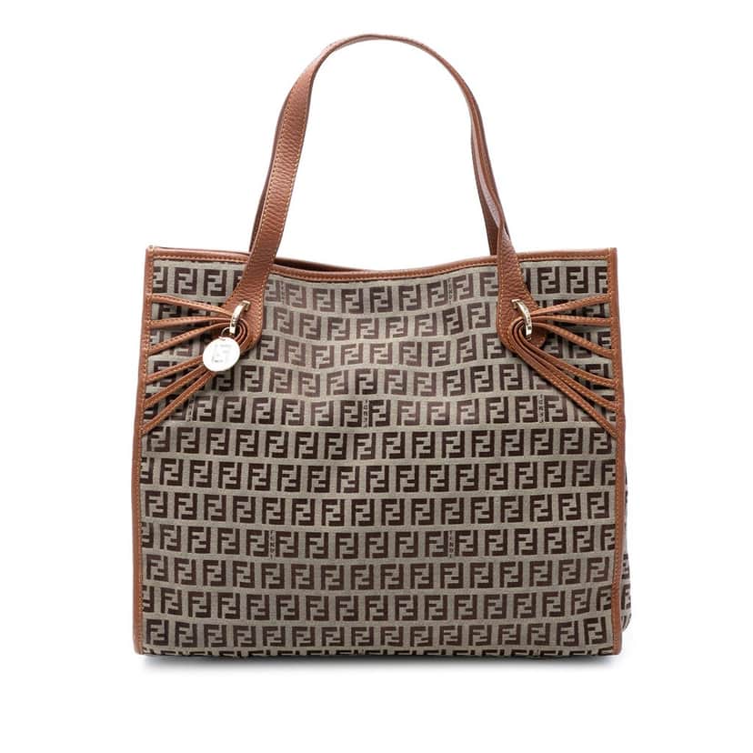Fendi Zucchino Canvas Tote Brown Very good condition - Front View