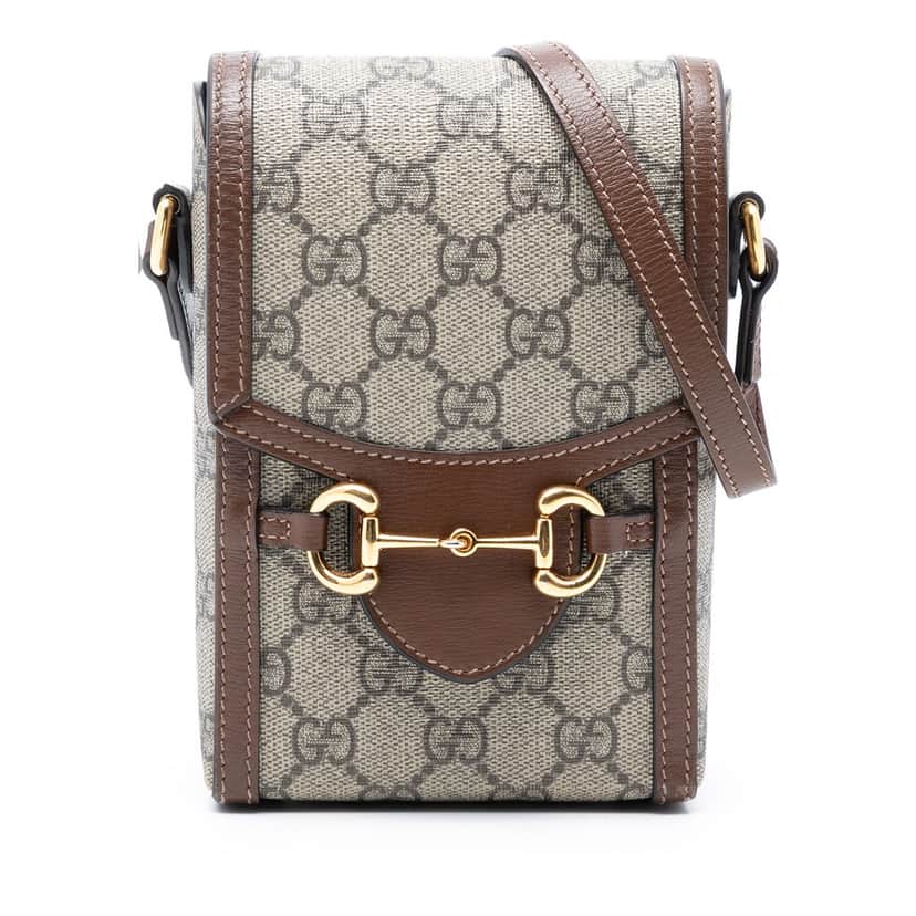 Gucci Mini GG Supreme Horsebit 1955 Crossbody Beige Very good condition - Front View