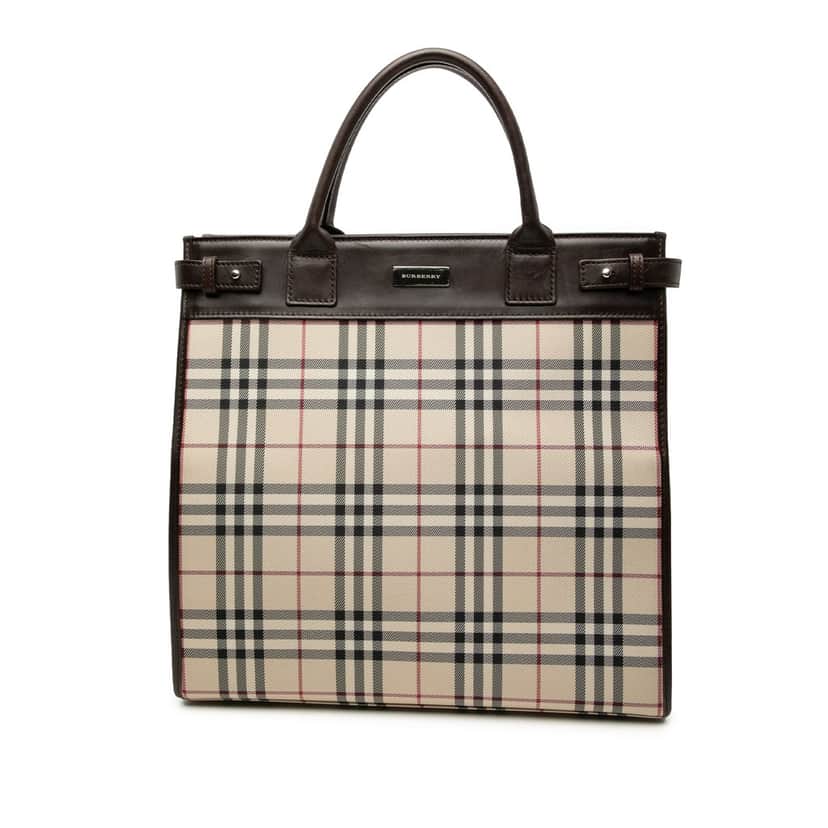 Burberry House Check Canvas Convertible Tote Beige Very good condition - Front View