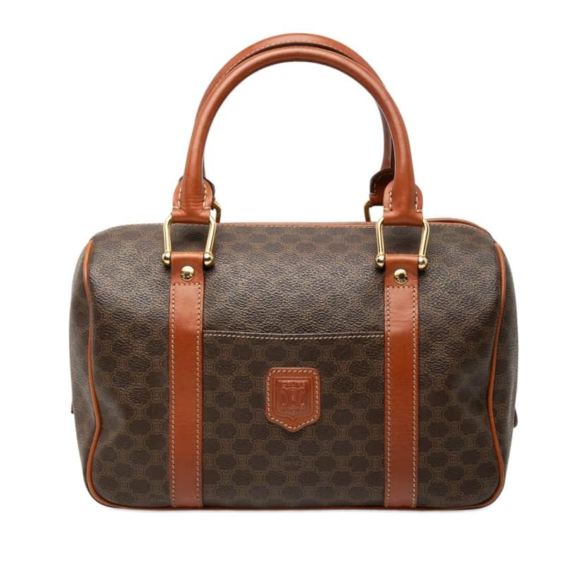 Celine Macadam Coated Canvas Handbag Brown Very good condition - Front View