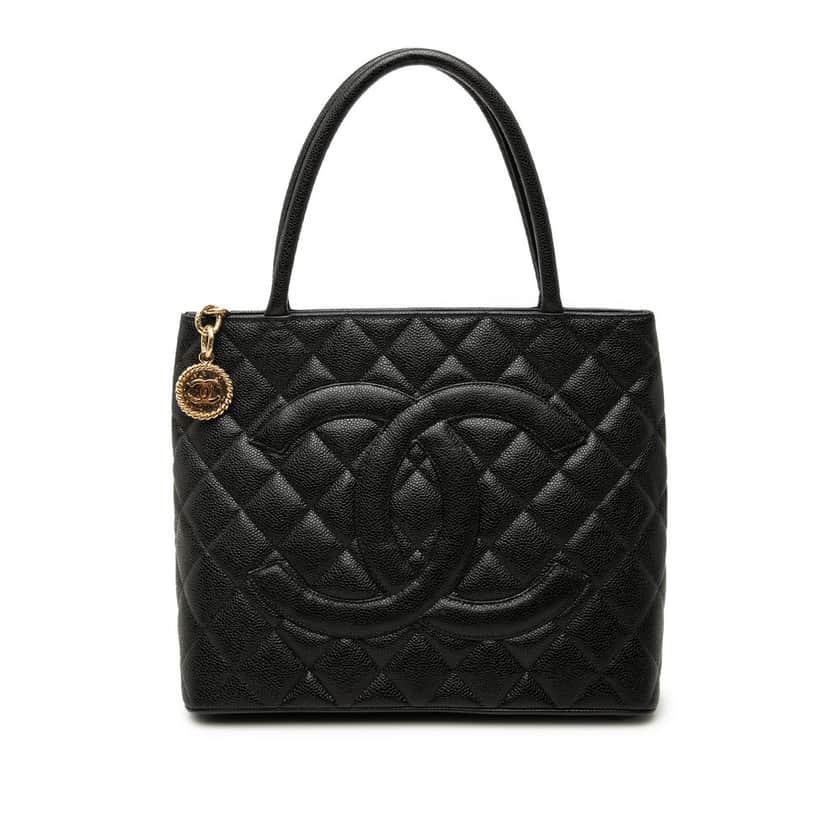 Chanel Caviar Medallion Tote Black Leather Very good condition - Front View