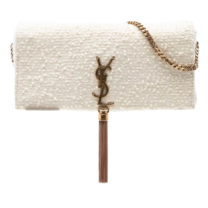 Saint Laurent Tweed Monogram Kate 99 Tassel Bag White Very good condition - Front View