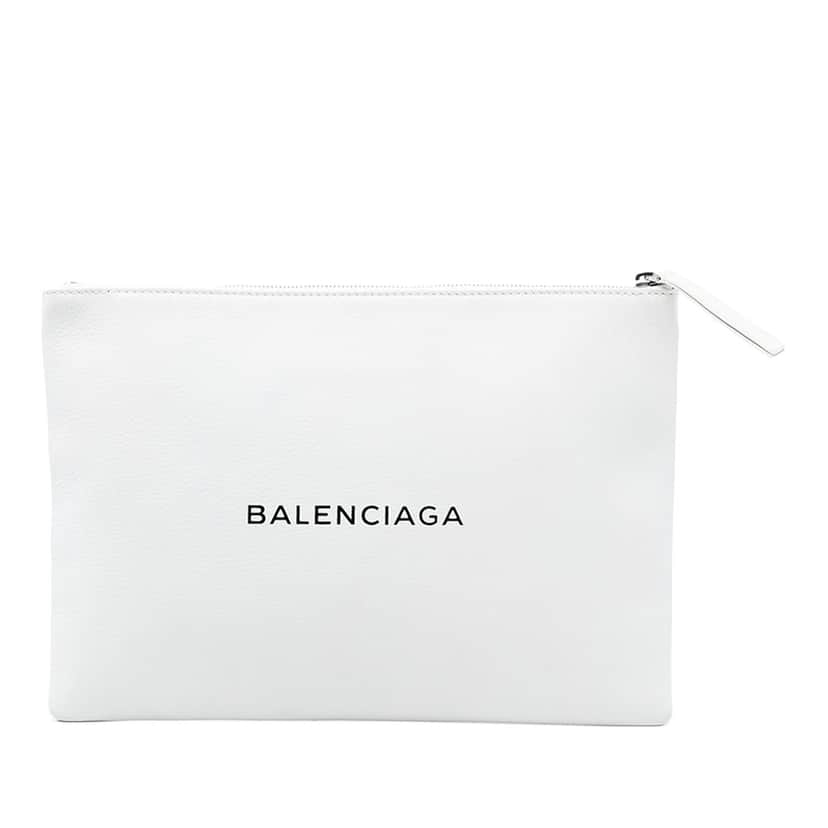 Balenciaga Leather Everyday Clutch White Leather Very good condition - Front View