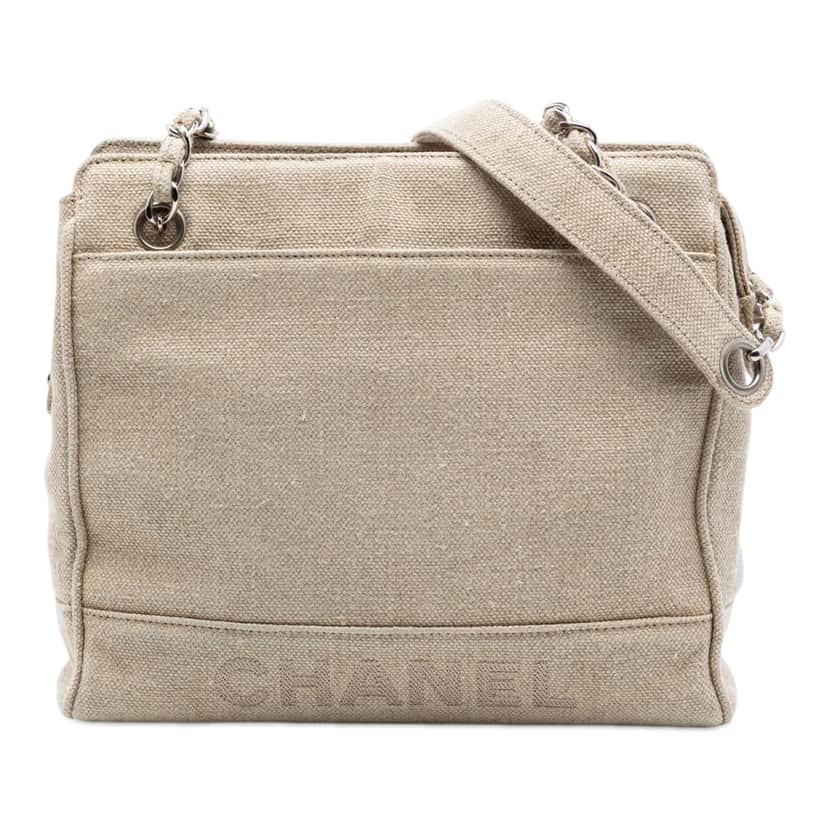Chanel Petite Canvas Shopping Tote Beige Very good condition - Front View