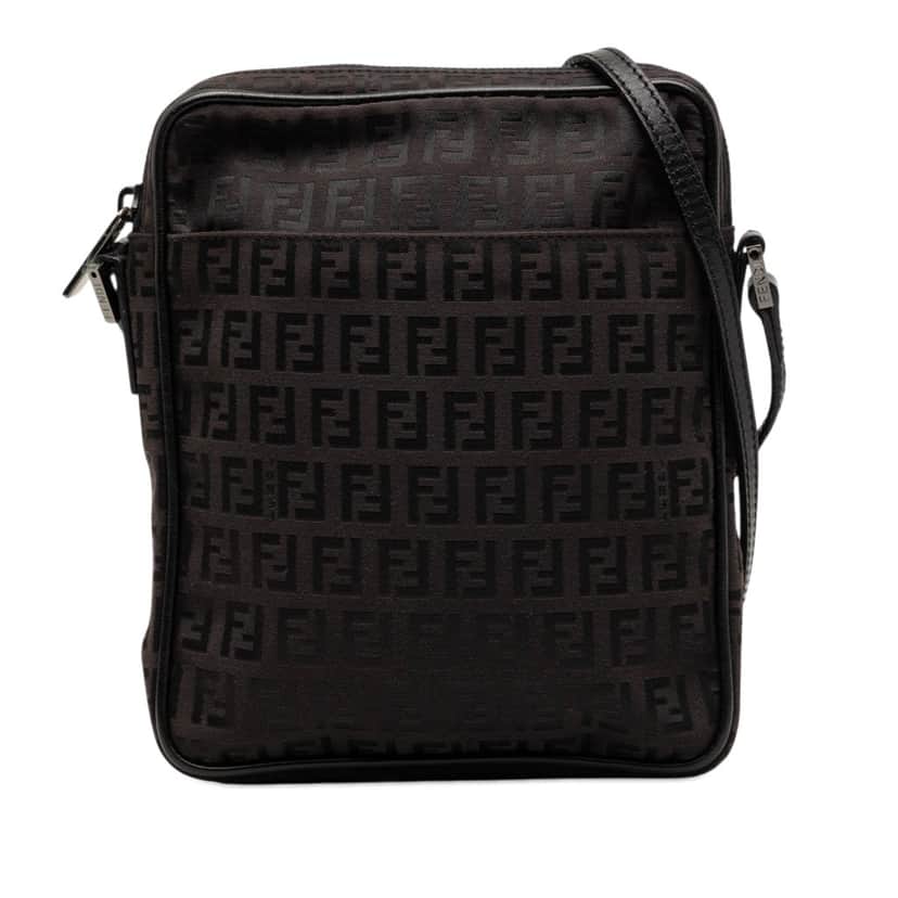 Fendi Zucchino Canvas Crossbody Black Very good condition - Front View