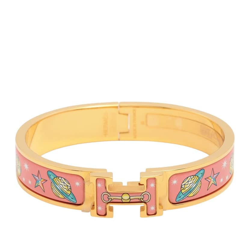 Hermès Narrow Enamel Chorus Stellarum Clic H Bracelet PM Pink Very good condition - Front View