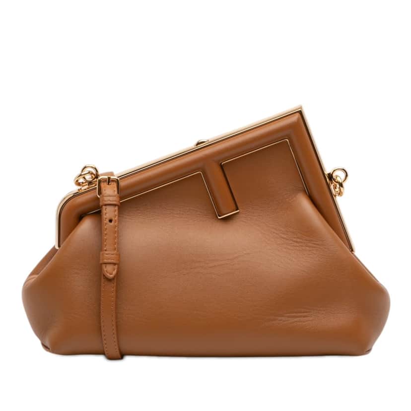 Fendi Small Nappa Fendi First Crossbody Brown Leather Very good condition - Front View