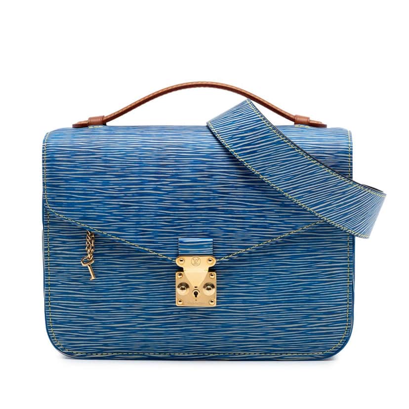 Louis Vuitton Epi Denim and Reverse Monogram Pochette Metis Blue Leather Very good condition - Front View