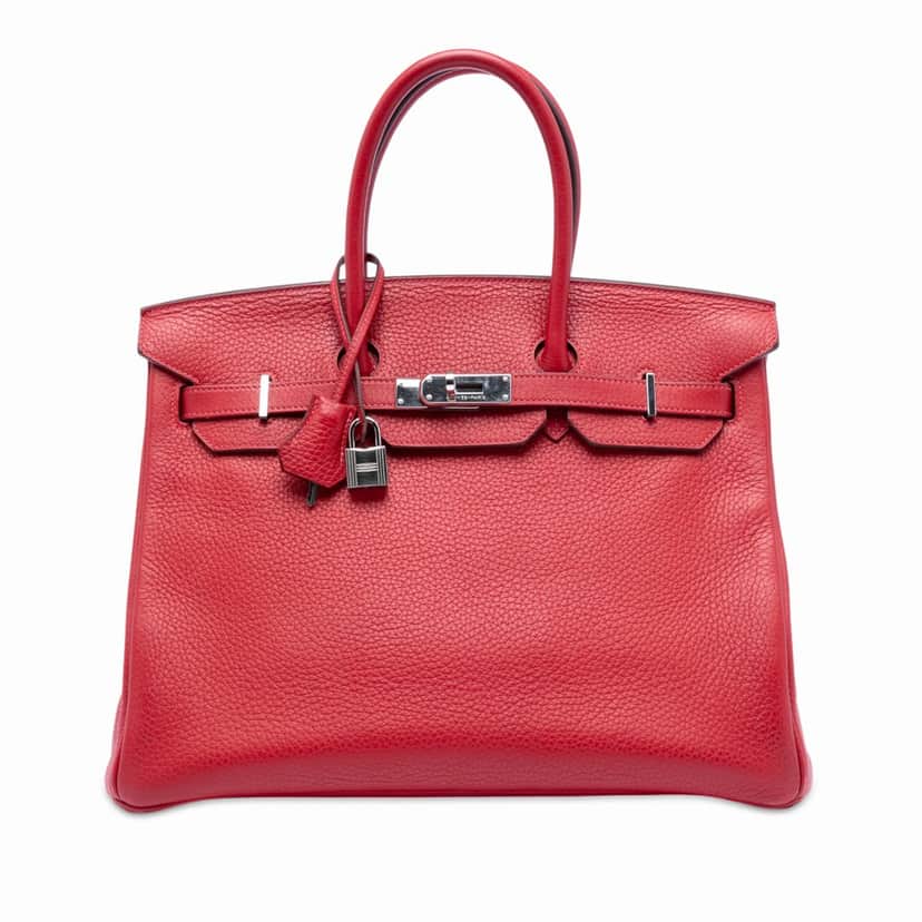 Hermès Clemence Birkin Retourne 35 Red Leather Very good condition - Front View