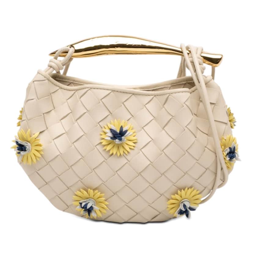 Bottega Veneta Baby Lambskin Intrecciato Floral Sardine White Leather Very good condition - Front View