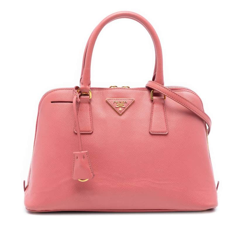 Prada Medium Saffiano Lux Promenade Satchel Pink Leather Very good condition - Front View