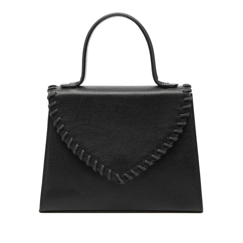 Saint Laurent Leather Whipstitch Top Handle Bag Black Leather Very good condition - Front View