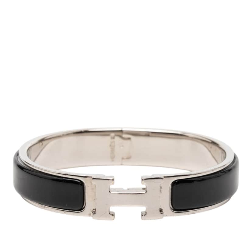 Hermès Narrow Enamel Clic H Bracelet PM Black Very good condition - Front View