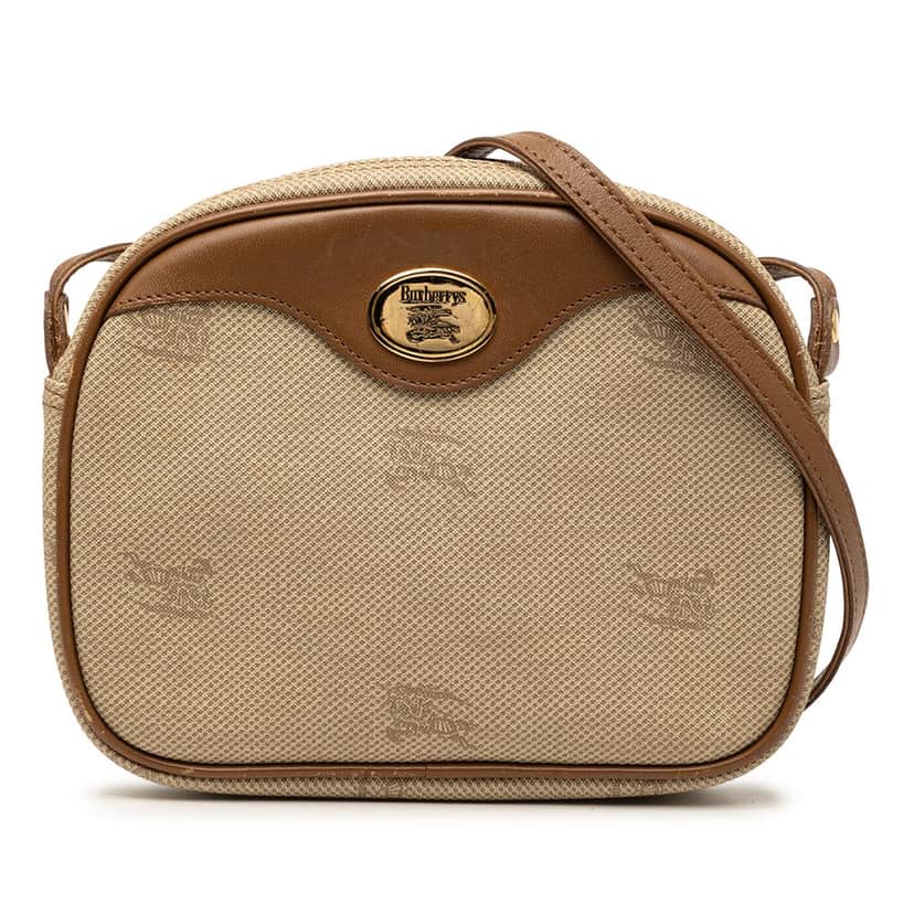 Burberry Coated Canvas Logo Crossbody Beige Very good condition - Front View