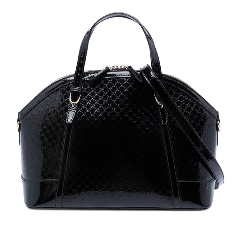 Gucci Large Microguccissima Patent Nice Dome Satchel Black Leather Very good condition - Front View