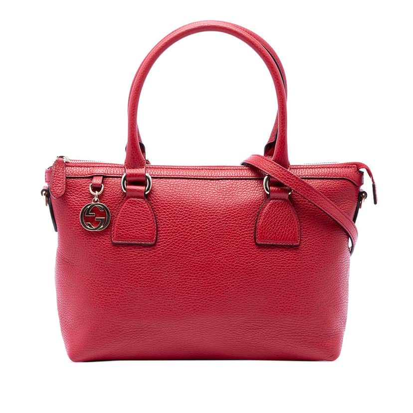 Gucci Dollar Calfskin GG Charm Satchel Red Leather Very good condition - Front View