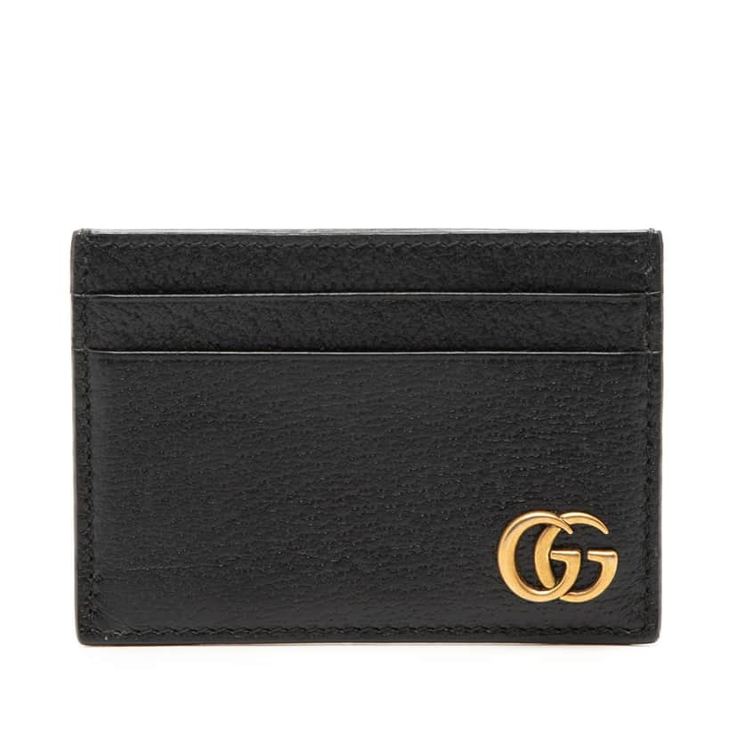 Gucci GG Marmont Leather Card Holder Black Leather Very good condition - Front View