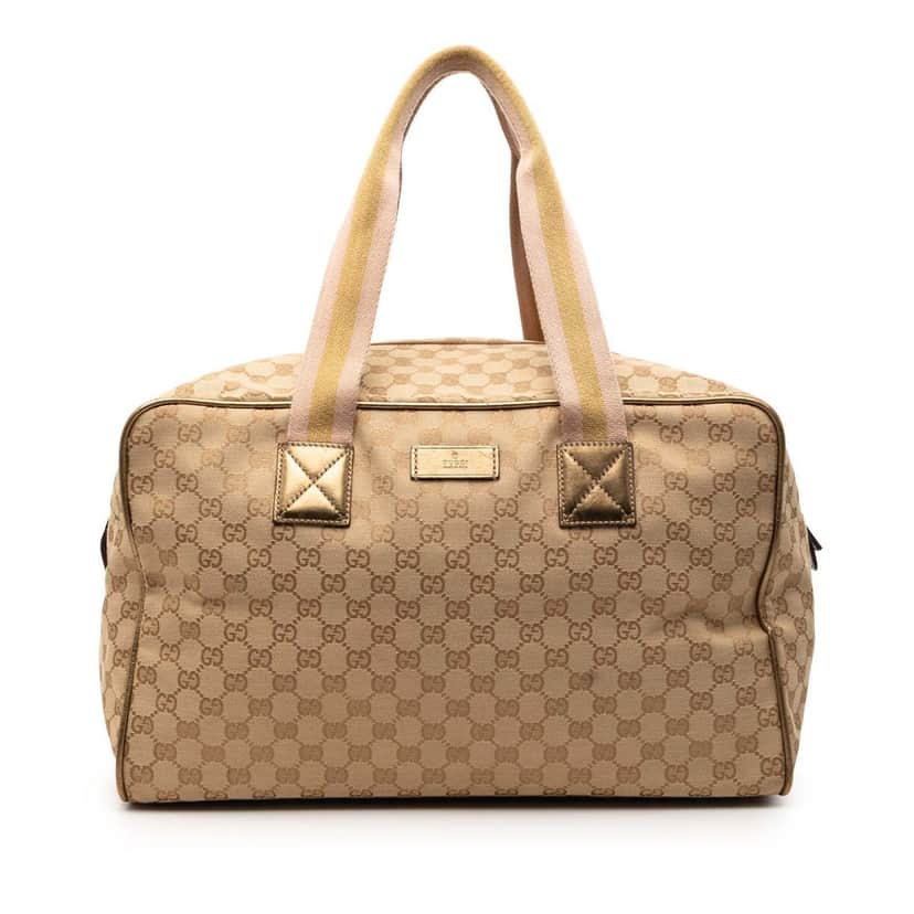 Gucci GG Canvas Web Duffle Bag Beige Never worn, with tag - Front View