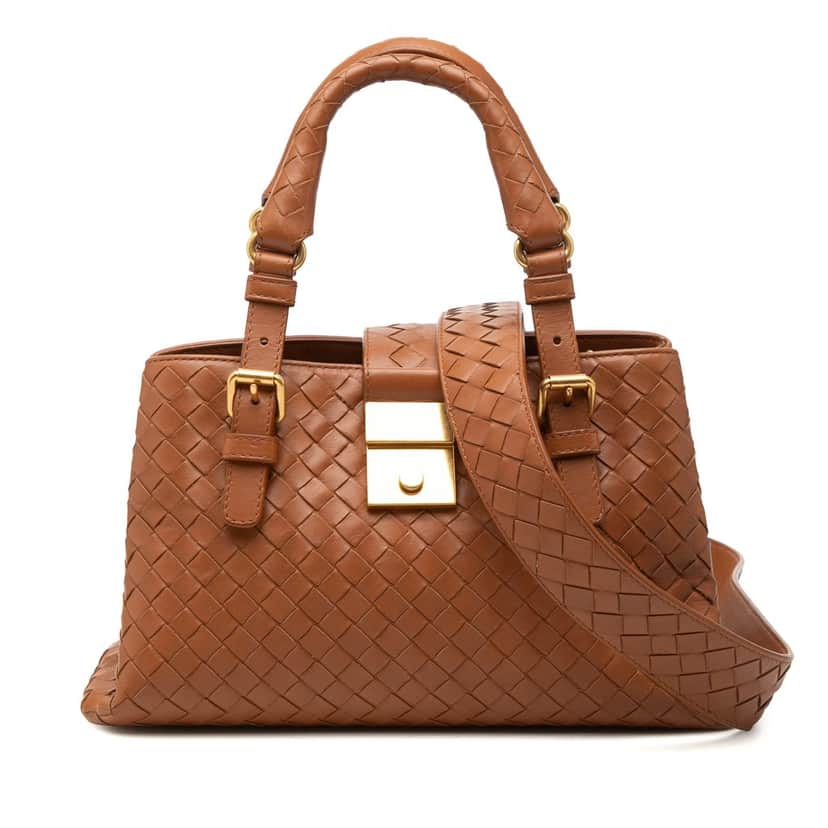 Bottega Veneta Mini Nappa Intrecciato Roma Satchel Brown Leather Very good condition - Front View