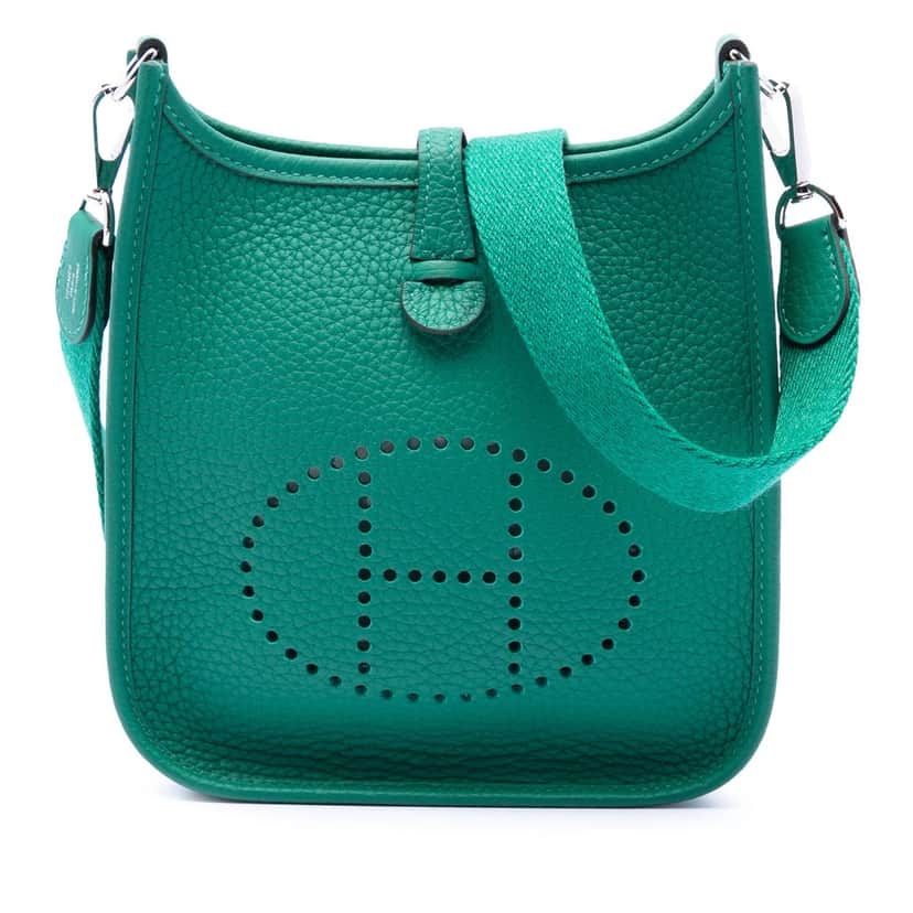 Hermès Taurillon Clemence Evelyne I TPM Green Leather Very good condition - Front View