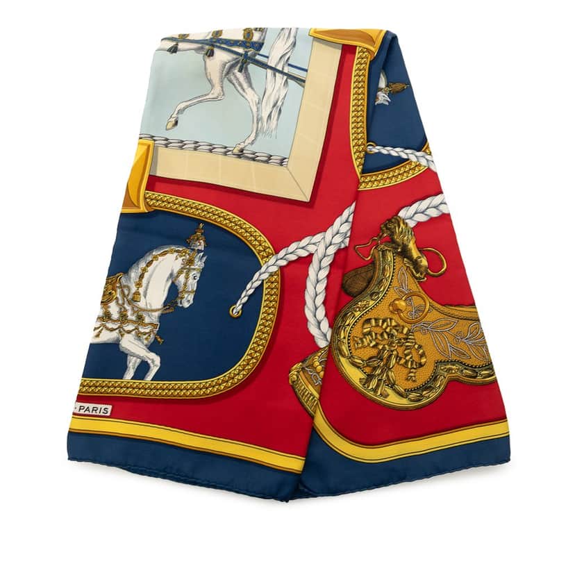 Hermès Grand Apparat Silk Scarf 90 Red Very good condition - Front View