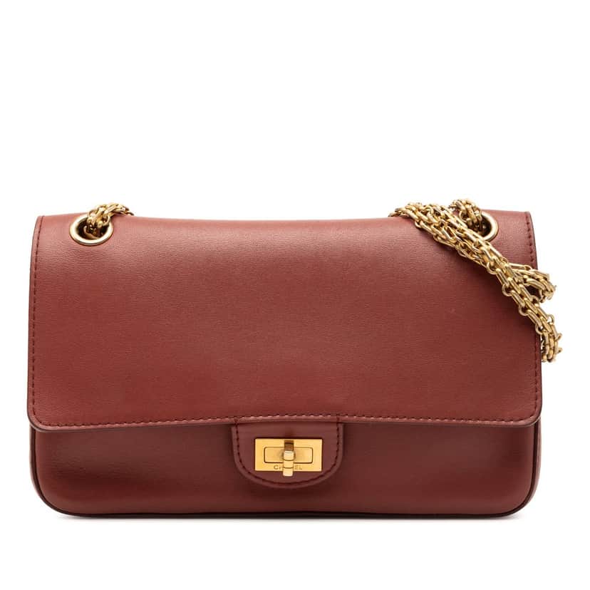 Chanel Calfskin Reissue 2.55 Nude Double Flap 225 Red Leather Very good condition - Front View