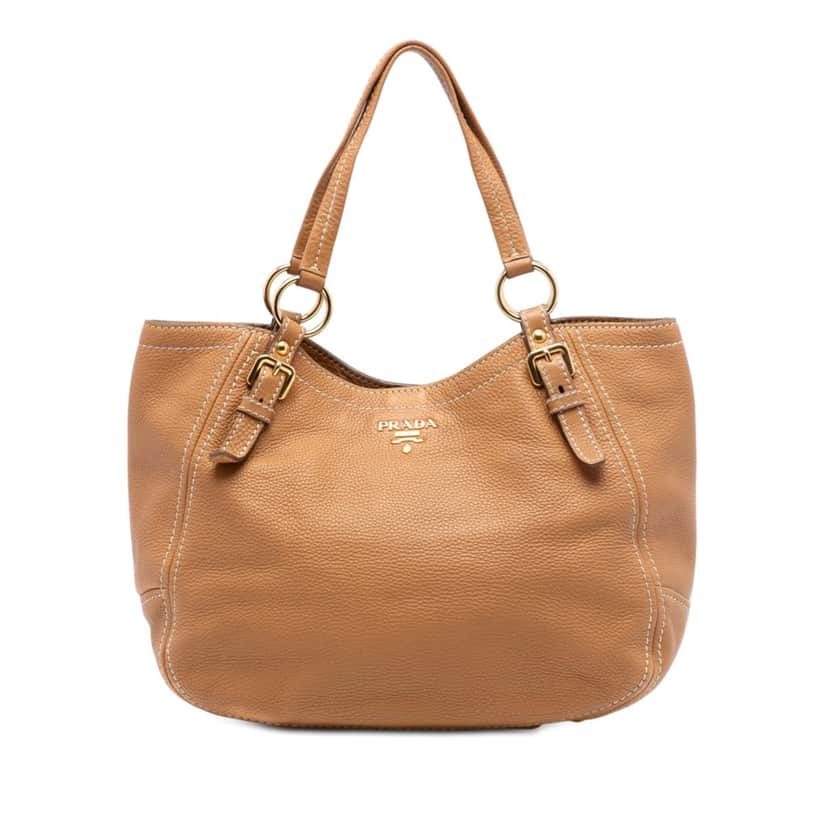 Prada Vitello Daino Shoulder Bag Brown Leather Very good condition - Front View