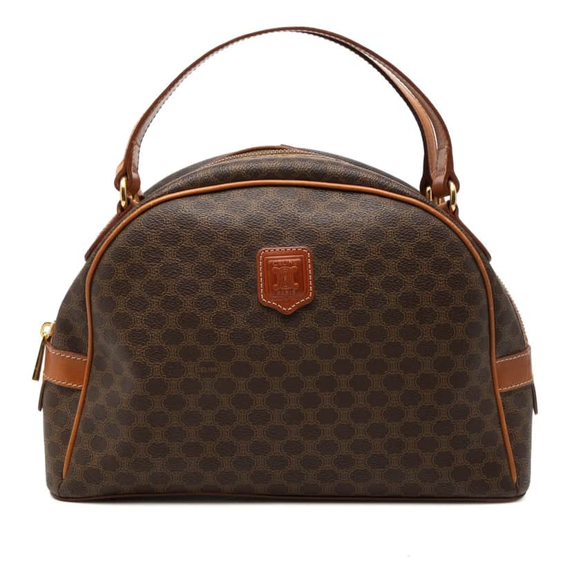 Celine Macadam Coated Canvas Dome Handbag Brown Good condition - Front View