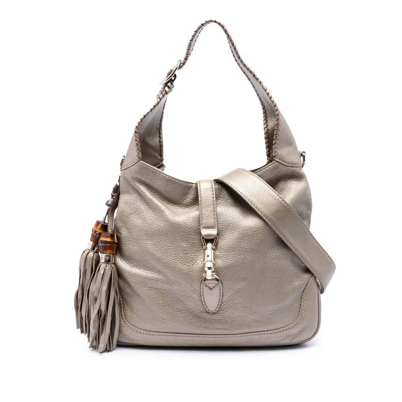 Gucci Medium Calfskin New Jackie Satchel Gold Leather Very good condition - Front View