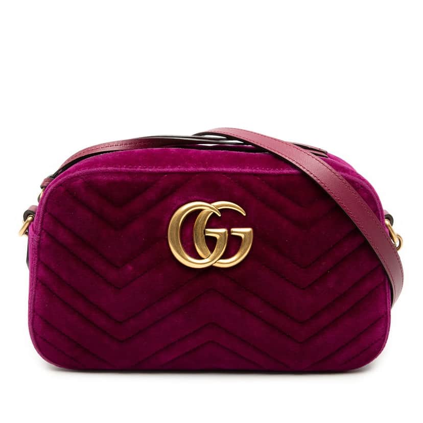 Gucci Small GG Marmont Matelasse Velvet Crossbody Purple Very good condition - Front View