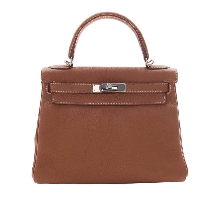 Hermès Togo Kelly II Retourne 28 Brown Leather Very good condition - Front View