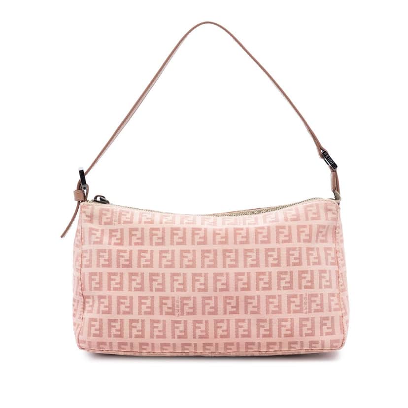 Fendi Zucchino Canvas Pochette Pink Very good condition - Front View