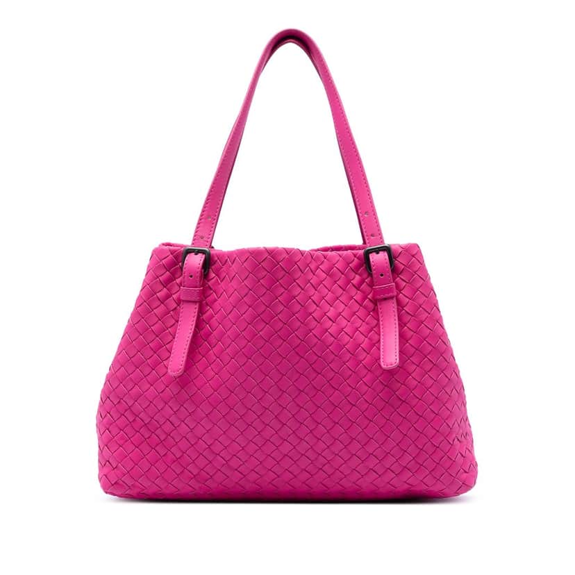 Bottega Veneta Medium Nappa Intrecciato Cesta Tote Pink Leather Very good condition - Front View
