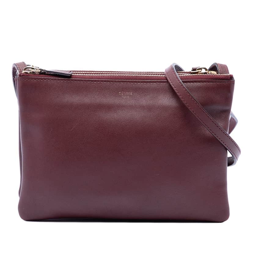 Celine Small Lambskin Trio Crossbody Red Leather Very good condition - Front View
