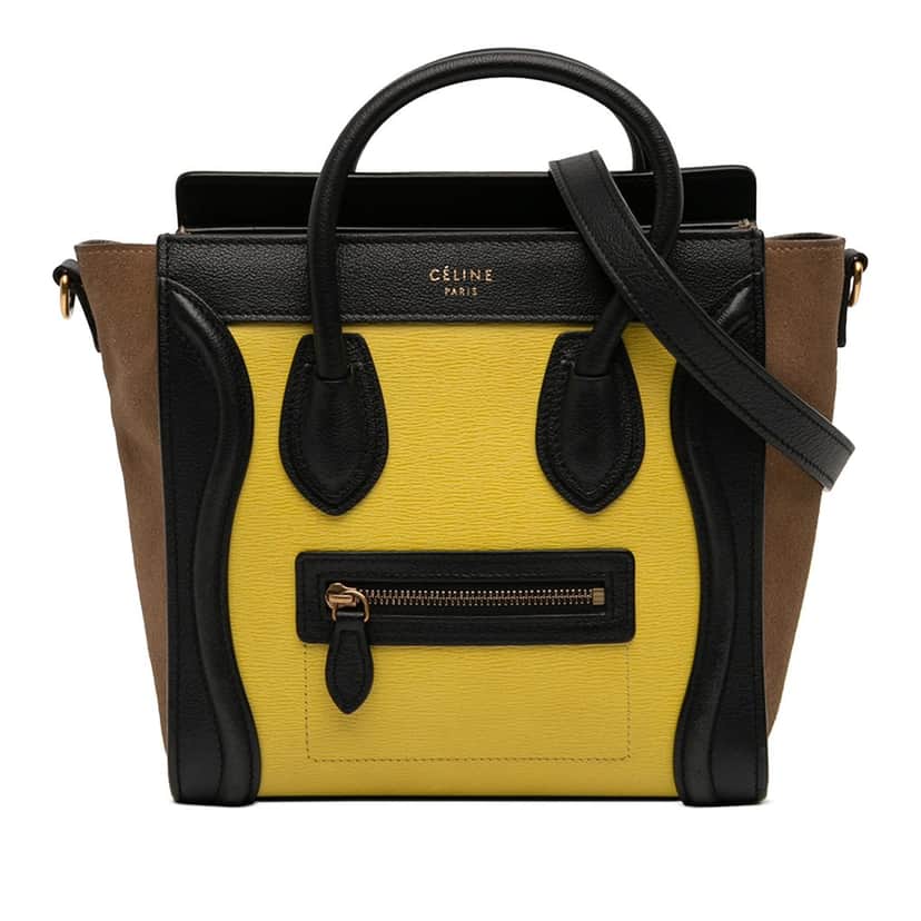 Celine Nano Tricolor Calfskin and Suede Luggage Tote Yellow Leather Very good condition - Front View
