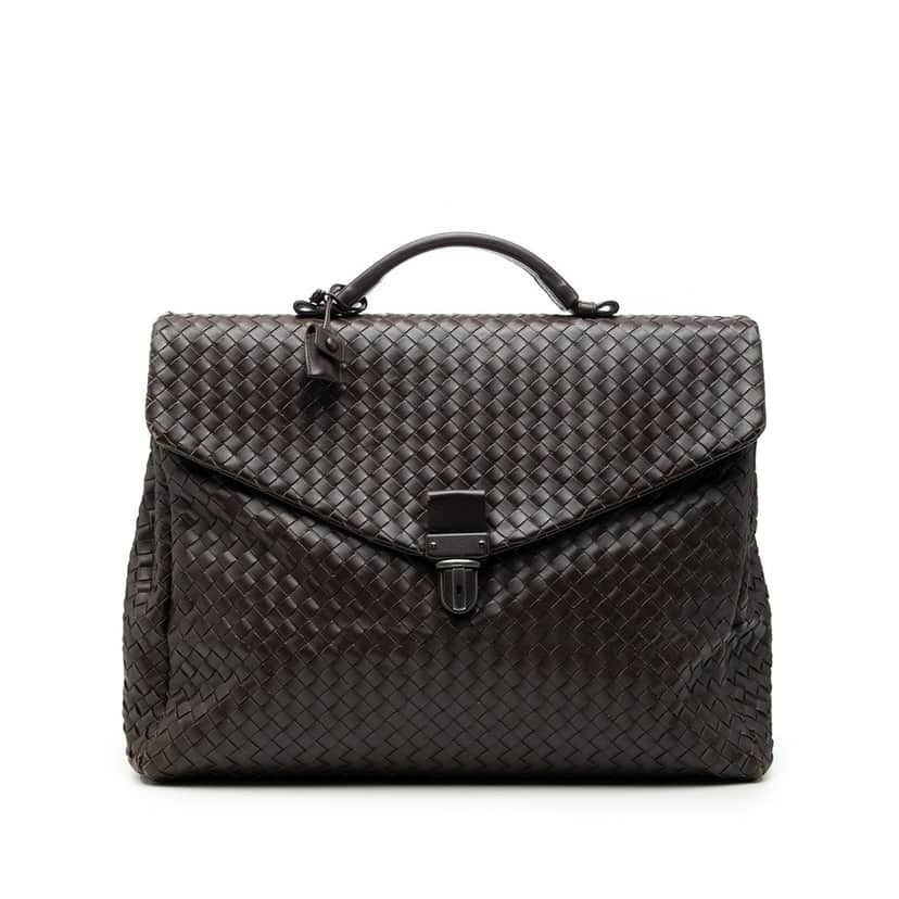 Bottega Veneta Nappa Intrecciato Briefcase Brown Leather Very good condition - Front View