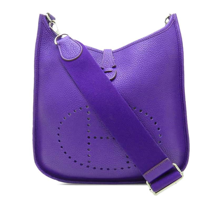 Hermès Clemence Evelyne III PM Purple Leather Very good condition - Front View