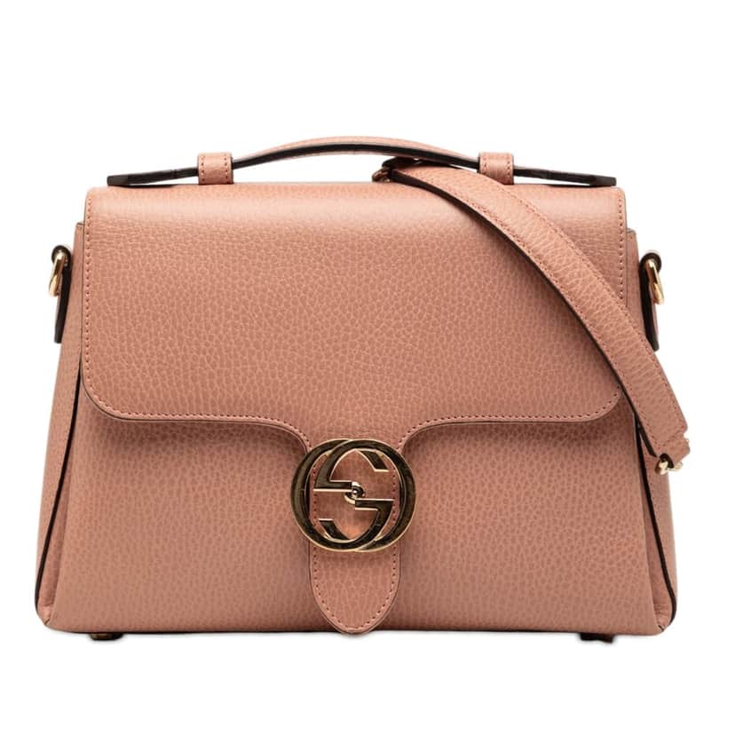 Gucci Small Dollar Calf Interlocking G Satchel Pink Leather Very good condition - Front View